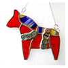 Darnala Horse Stained Glass Suncatcher Dala Swedish Red