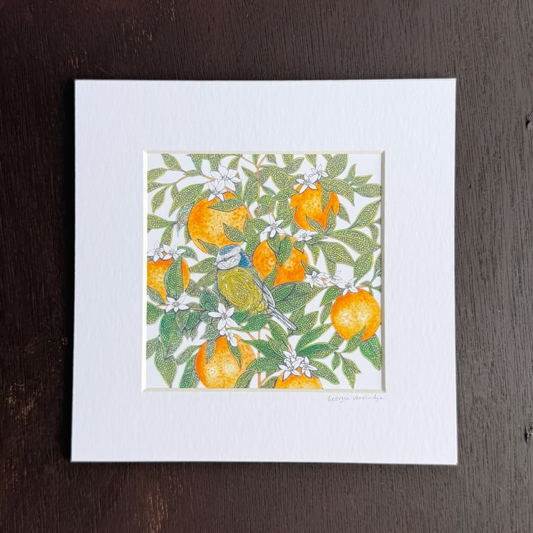 'Orange Blossom' 8" x 8" Mounted Print