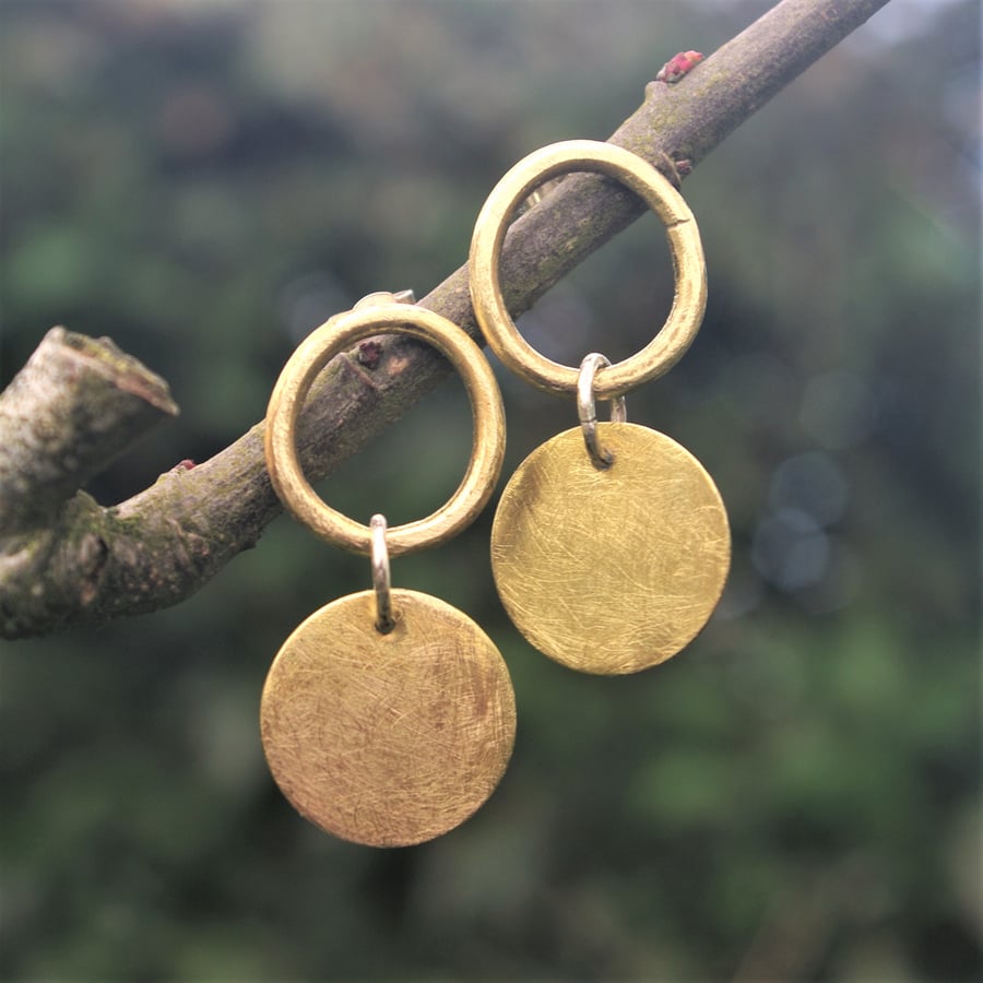 Brass Circles Statement Earrings