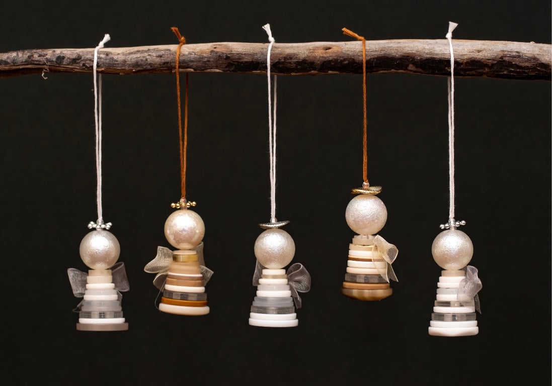 Handmade Button Angel Christmas decoration 