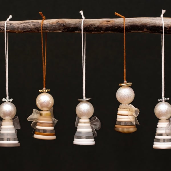 Handmade Button Angel Christmas decoration 