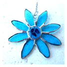 Dichroic Daisy Turquoise Suncatcher Handmade Stained Glass