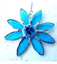 Dichroic Daisy Turquoise Suncatcher Handmade Stained Glass
