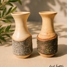 woodturned live edge Twig pots , bud vases 