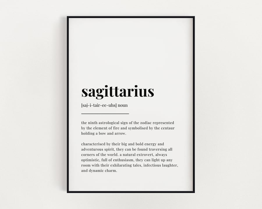 SAGITTARIUS DEFINITION PRINT, Astrology Gift, Sagittarius Gifts, Star Sign Gift