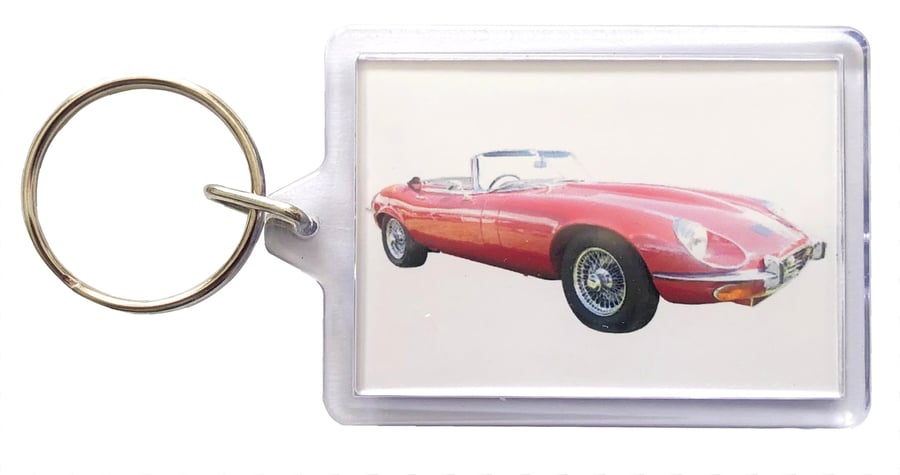 Jaguar E-Type V12 1973 - Keyring with 50x35mm Picture Insert