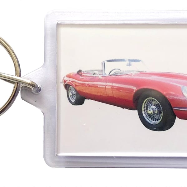Jaguar E-Type V12 1973 - Keyring with 50x35mm Picture Insert