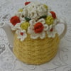 Crochet Tea Cosy/Cosie/Cozy - Yellow with orange flowers (Made to order)