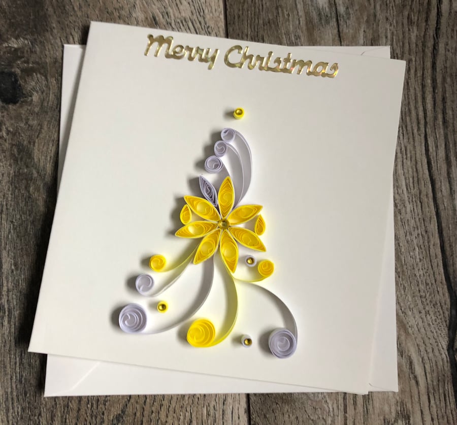 Stunning handmade Elegant Christmas Card - Yellow