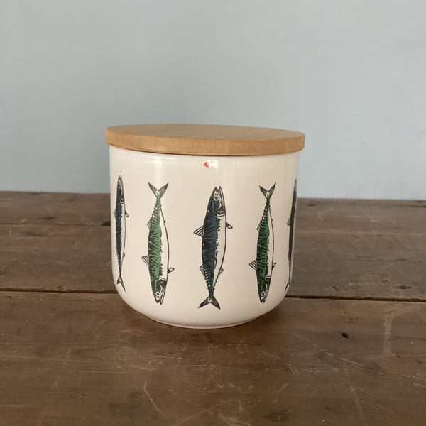 Mackerel Design Storage Jar - perfectly imperfect, coastal home kitchenware