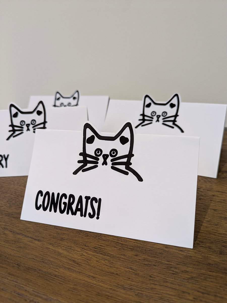 Cat note card set or individual Thank you, Congrats, Hi There or Sorry