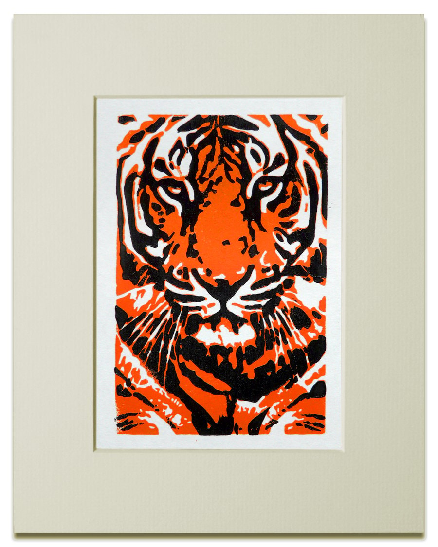 Tiger Linocut