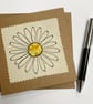 Daisy flower recycled embroidered art card.  - Image 1