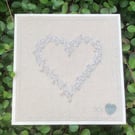 Hand Embroidered Greetings Card -Beaded Pearl Heart