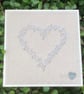 Hand Embroidered Greetings Card -Beaded Pearl Heart