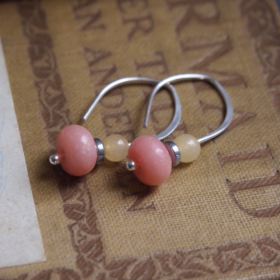 Drop Earrings, rose jade