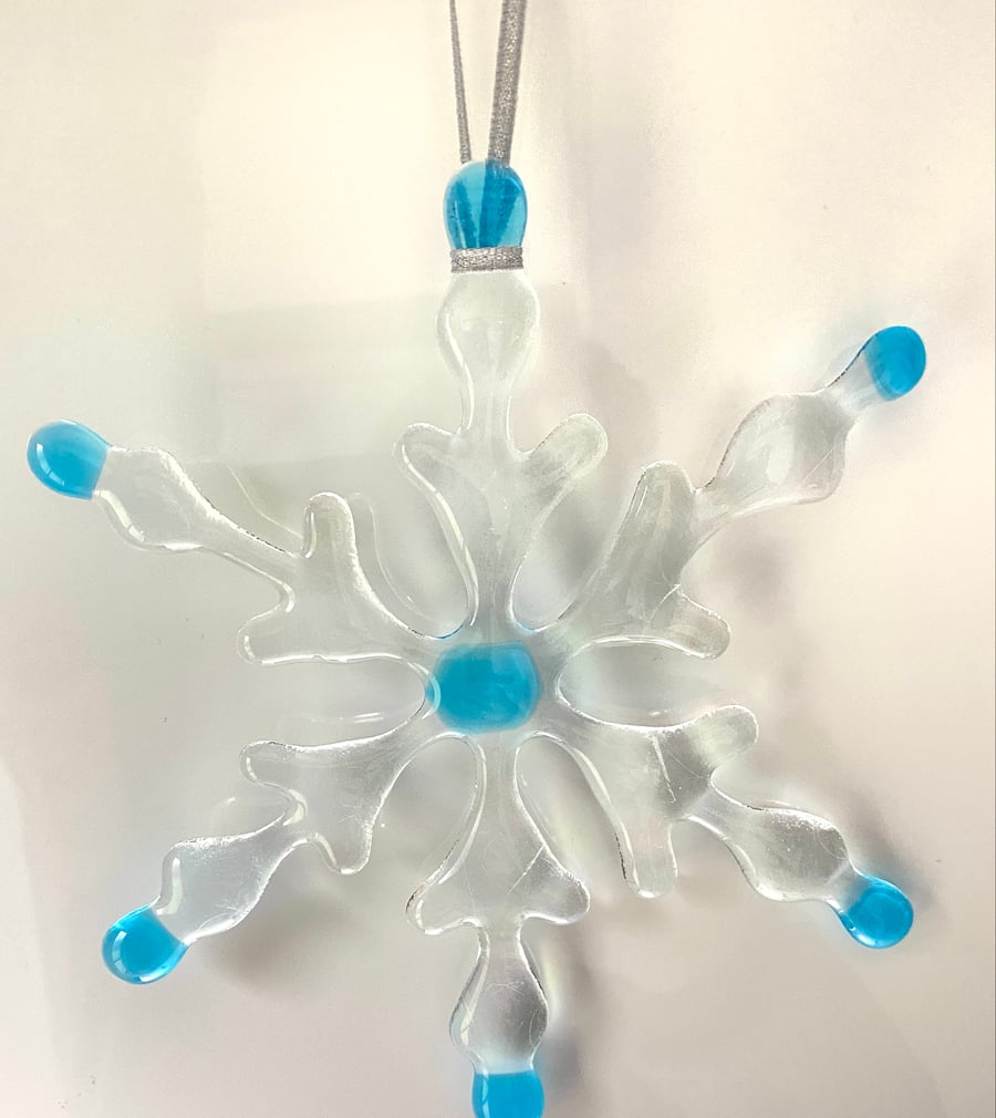 Large fused glass snowflake