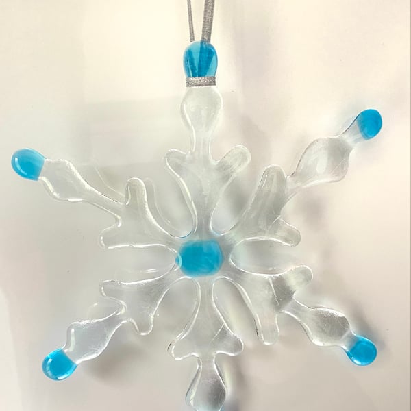 Large fused glass snowflake