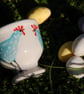 egg cup, blue chicken, hand painted ceramic - Image 2