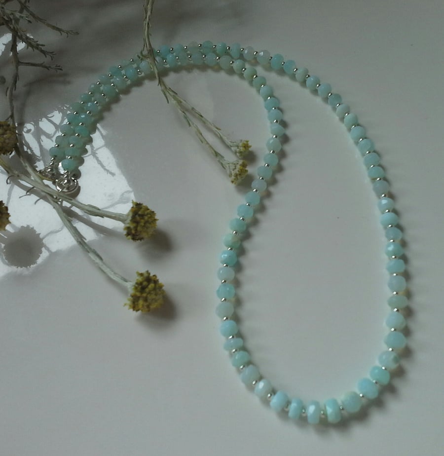 Blue Opal Sterling Silver Necklace