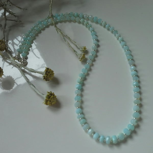 Blue Opal Sterling Silver Necklace