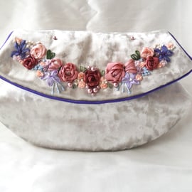 Embellished silver evening clutch bag. 