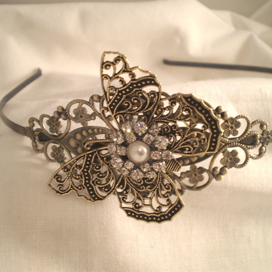 Diamante Filigree  Butterfly Headband