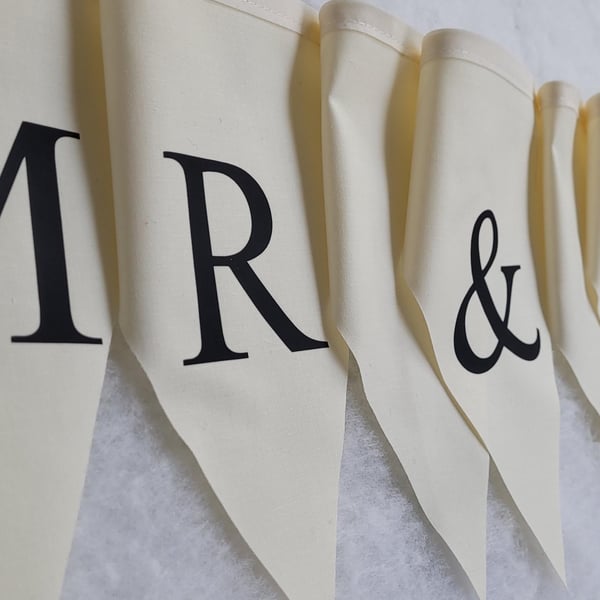 Personalised fabric wedding bunting bulk pack : Mr & Mrs, Just Married and 3 x 1
