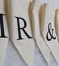 Personalised fabric wedding bunting bulk pack : Mr & Mrs, Just Married and 3 x 1 - Image 1