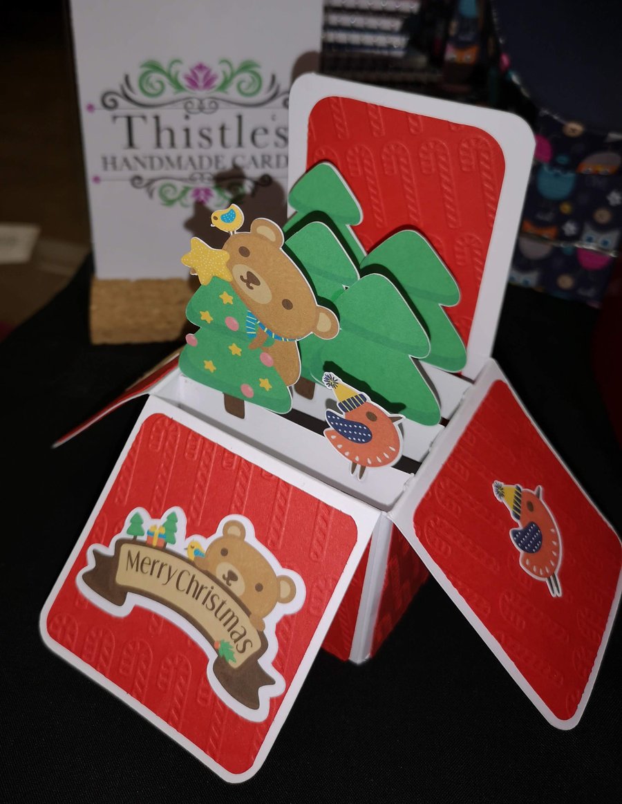 Cute Christmas Bear Box Card - can be personalised