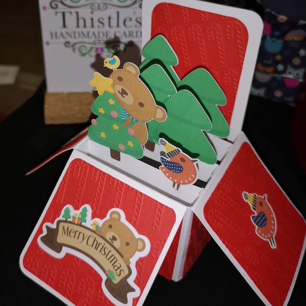 Cute Christmas Bear Box Card - can be personalised