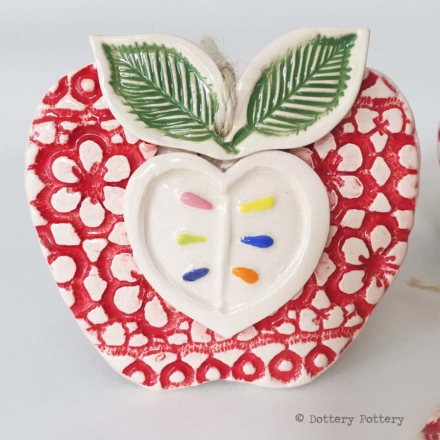 Ceramic Apple decoration Thank You teacher gift Pottery Apple pottery fruit
