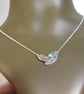 Silver Leaf Pendant with Chrysoprase Gem stone - Image 5