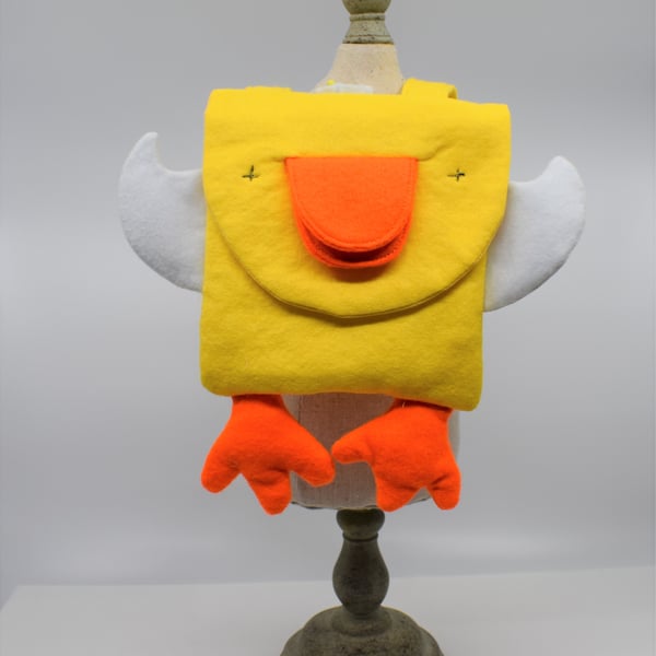 Childs hand bag fashioned as a duck character