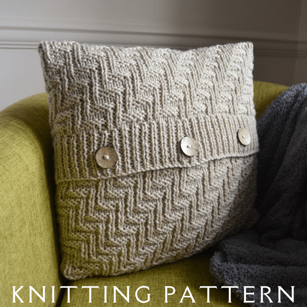 Zig & Zag Cushion Cover Knitting Pattern PDF Version By Email