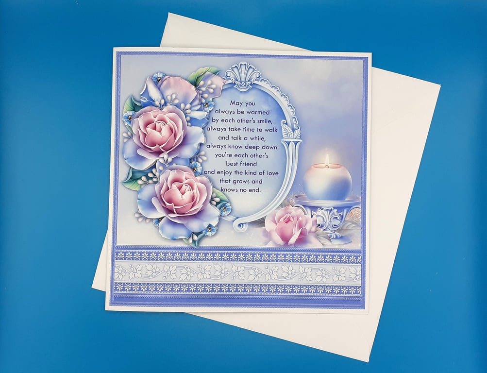 Wedding Day Card, 8x8inches, 20x20cms, Decoupage