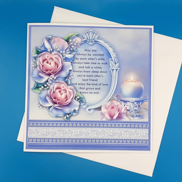 Wedding Day Card, 8x8inches, 20x20cms, Decoupage