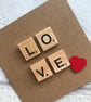 Handmade Scrabble Tile Love Card, Anniversary, Wedding - Image 2