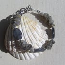 Grey Tourmaline & Labradorite Gemstone Beaded Bracelet "Misty Dawn"