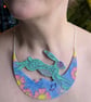 The Moon Hare – Handmade Textile Statement Necklace - Image 7