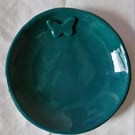 Sea green dish with butterfly