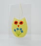 Hand embroidered felt owl hanging decoration - Image 4