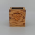 Small Open Wooden Oak Trinket Box - Heart