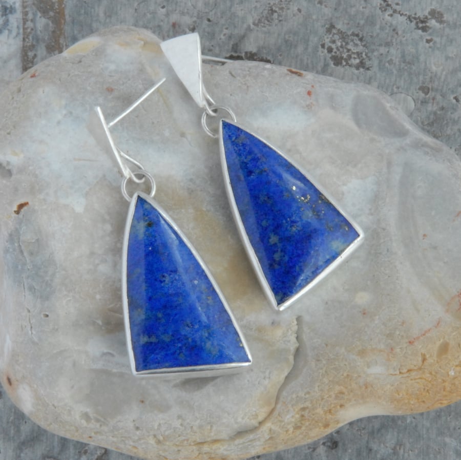 Lapis lazuli and sterling silver drop earrings