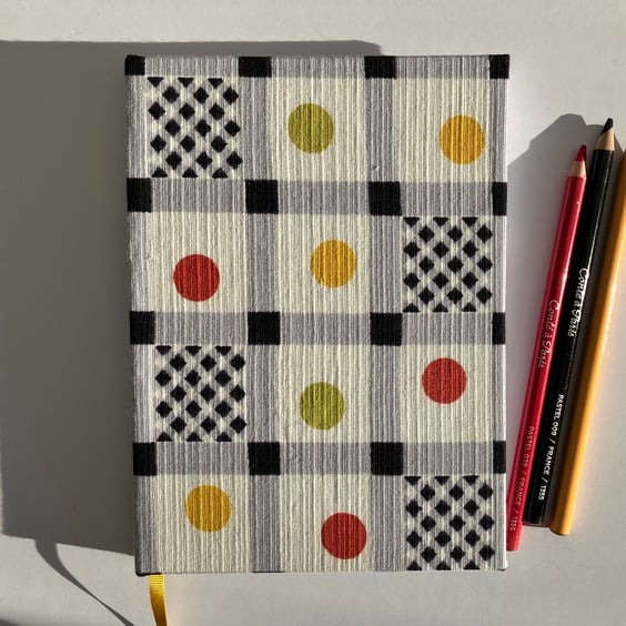 Handmade A5 Book with Colourful 1950's Vintage Fabric