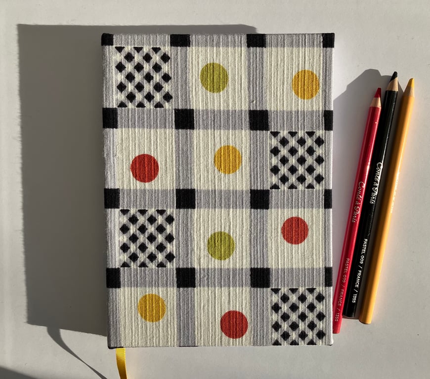 Handmade A5 Book with Colourful 1950's Vintage Fabric