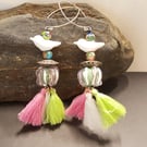 Inspiration earring pair made with silver and hand crafted glass beads 