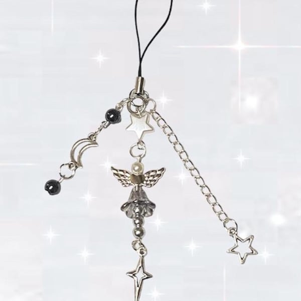 Angel star beaded phone charm fairycore, goth