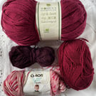 Burgundy Plum Pink Yarn Bundle Aran Women's Institute Acrylic 400g Crochet Yarn