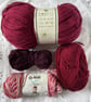 Burgundy Plum Pink Yarn Bundle Aran Women's Institute Acrylic 400g Crochet Yarn